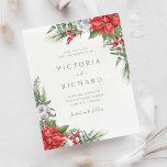 Budget Christmas Poinsettia Winter Save The Date<br><div class="desc">Beautiful affordable Save the date card featuring hand-painted botanical watercolor illustrations of poinsettia flowers,  winter greenery,  pine and spruce branches and holly berries. Perfect choice for Christmas weddings.</div>