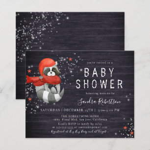 Budget Christmas Raccoon Wood Glitter Baby Shower