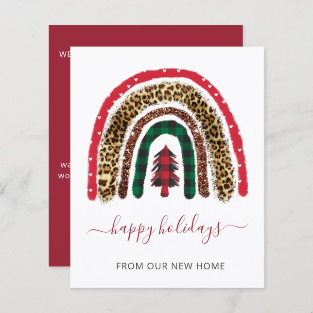 Budget Christmas Rainbow Weve Moved Holiday Cards (Front/Back)