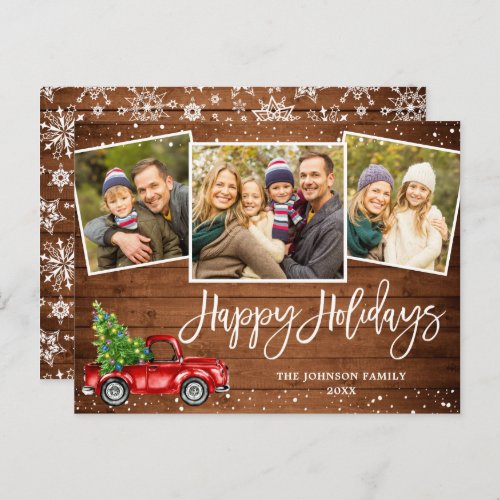 Budget Christmas Red Truck 3 PHOTO Holiday Card
