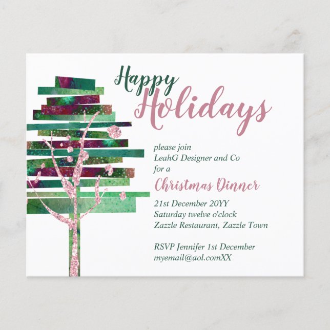 Budget Christmas Rose Gold Invites, Letter (Front)