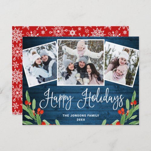 Budget Christmas Rustic 3 PHOTO Greeting Card