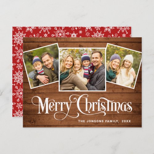 Budget Christmas Rustic 3 PHOTO Greeting Card