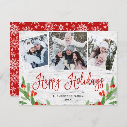 Budget Christmas Rustic 3 PHOTO Greeting Card