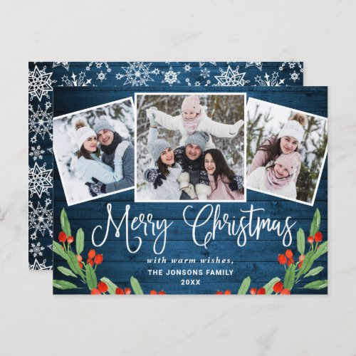 Budget Christmas Rustic 3 PHOTO Greeting Card