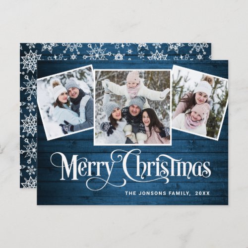 Budget Christmas Rustic 3 PHOTO Greeting Card