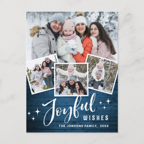 Budget Christmas Rustic 4 PHOTO Greeting Card