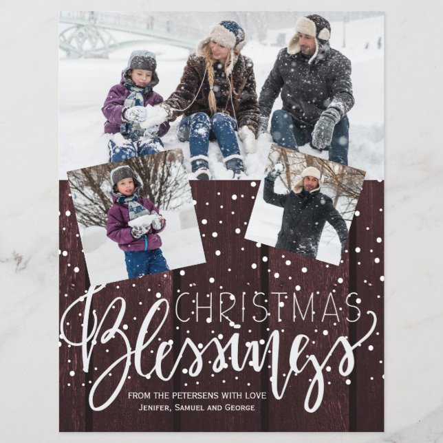 Budget Christmas rustic wood photo winter holiday Flyer (Front)