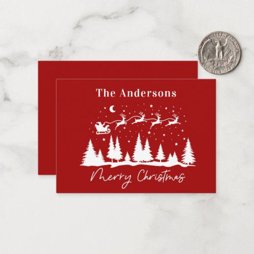 budget Christmas santa and reindeer sleigh   Note Card