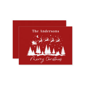 budget Christmas santa and reindeer sleigh   Note Card