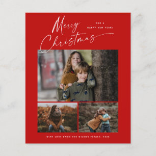 Budget Christmas Script 3 Photo Christmas Card