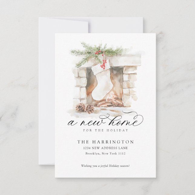 BUDGET Christmas Stocking A New Home Moving Note Card (Front)