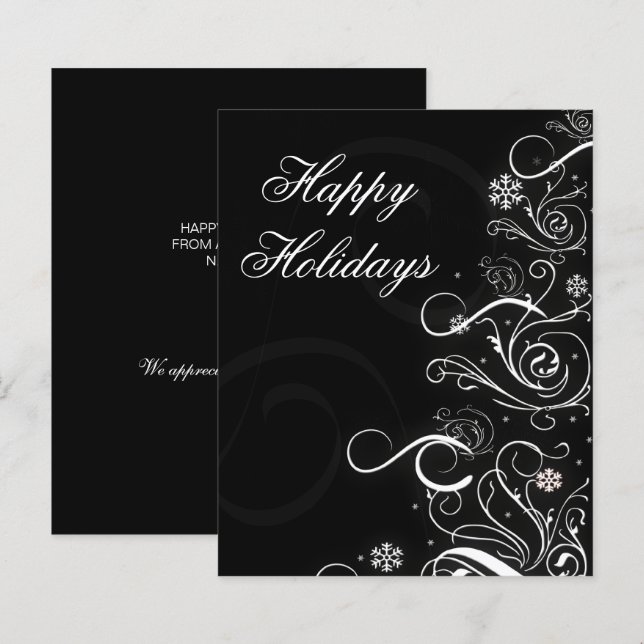 Budget Christmas Tree Black Business Holiday Card (Front/Back)