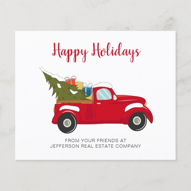 Budget Christmas Tree Car Business Holiday Card (Front)