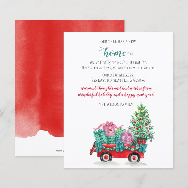 Budget Christmas Tree Car We've Moved Holiday Card (Front/Back)