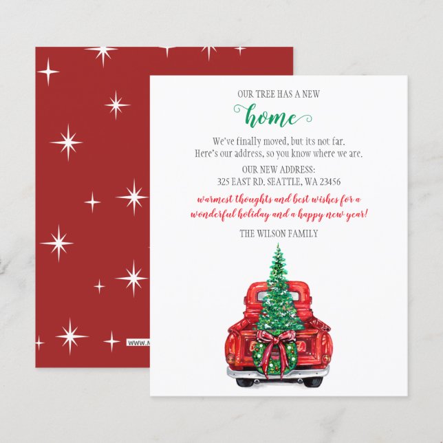 Budget Christmas Tree Car We've Moved Holiday Card (Front/Back)
