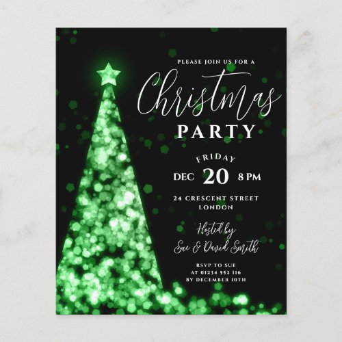 Budget Christmas Tree Green Modern Party Invite Flyer