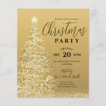 Budget Christmas Tree Party Gold Holiday Invite Flyer