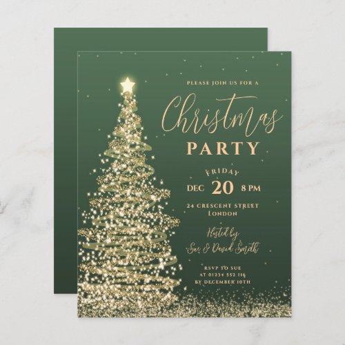 Budget Christmas Tree Party Green Holiday Invite 