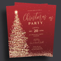 Budget Christmas Tree Party Red Holiday Invite