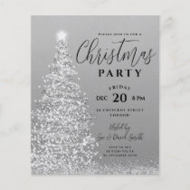 Budget Christmas Tree Party Silver Holiday Invite Flyer