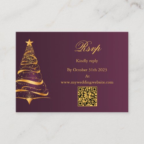 Budget Christmas Tree QR code Wedding RSVP Enclosure Card