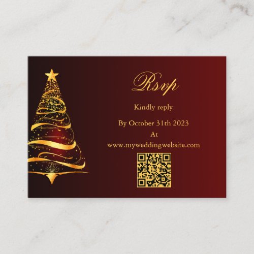 Budget Christmas Tree QR code Wedding RSVP Enclosure Card