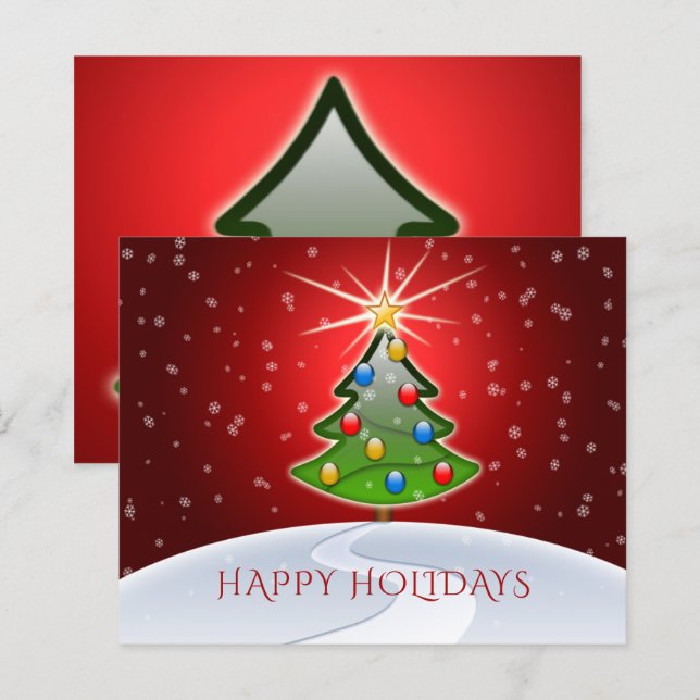 Budget Christmas Tree Red Business Holiday Card (Front/Back)