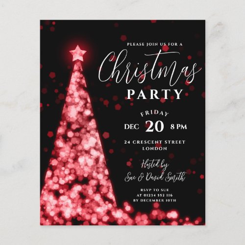 Budget Christmas Tree Red Modern Party Invite Flyer