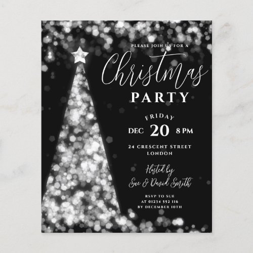 Budget Christmas Tree Silver Black Modern Party Flyer