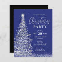 Budget Christmas Tree Silver Navy Holiday Invite