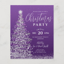 Budget Christmas Tree Silver Purple Holiday Invite Flyer
