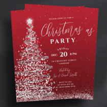 Budget Christmas Tree Silver Red Holiday Invite