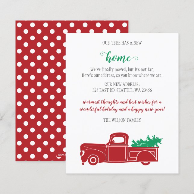 Budget Christmas Tree Truck We've Moved Cards (Front/Back)
