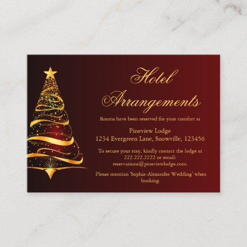 Budget Christmas Tree Wedding Hotel Details  Enclosure Card