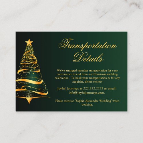 Budget Christmas Tree Wedding Transport Details  Enclosure Card