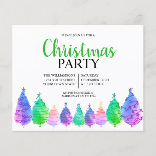 Budget Christmas Trees Party Invitation
