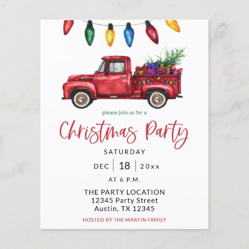 Budget Christmas Truck  Lights Christmas Party Flyer