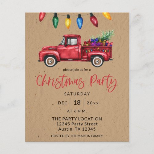 Budget Christmas Truck  Lights Faux Kraft Party B Flyer