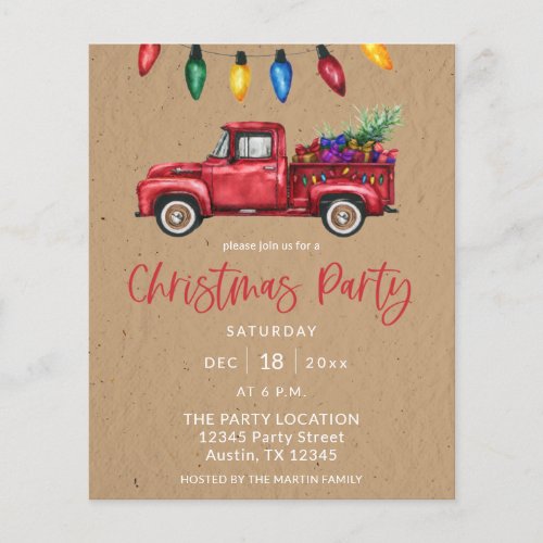 Budget Christmas Truck  Lights Faux Kraft Party Flyer