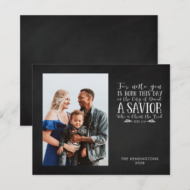 Budget Christmas Verse Typography Holiday Photo (Front/Back)