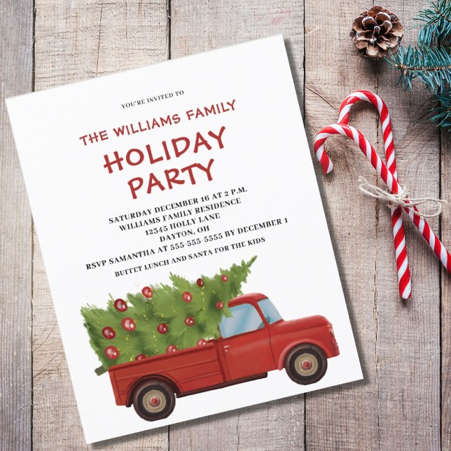 Budget Christmas Vintage Red Truck Invitation  (Creator Uploaded)