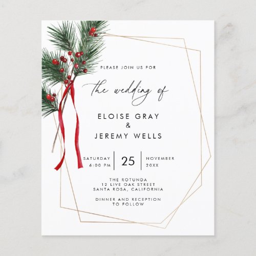 Budget Christmas Wedding Invitation Flyer