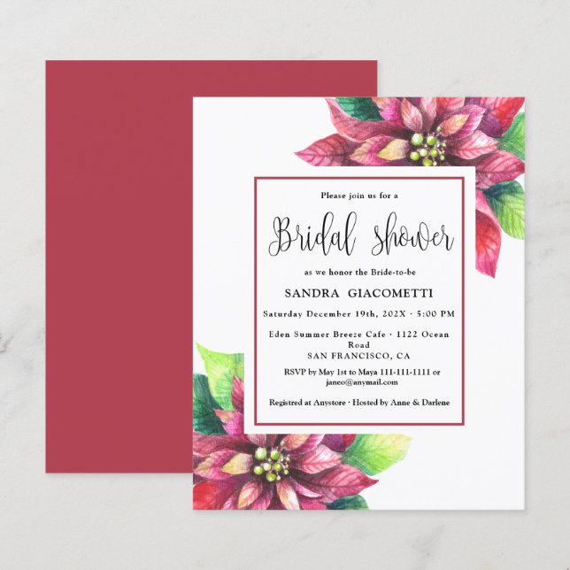 Budget Christmas Winter Bridal Shower Invitation (Front/Back)