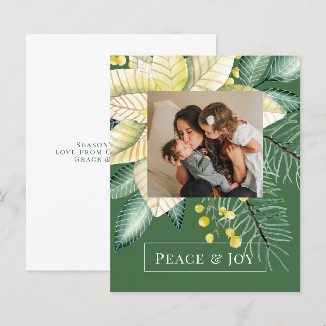 BUDGET Christmas Winter Flower Peace And Joy Photo (Front/Back)