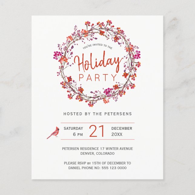 Budget Christmas winter holiday party Invitation Flyer (Front)
