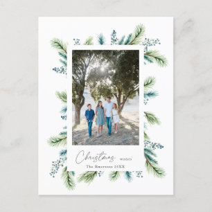 Budget Christmas wishes Boho Spruce and Fir Postcard