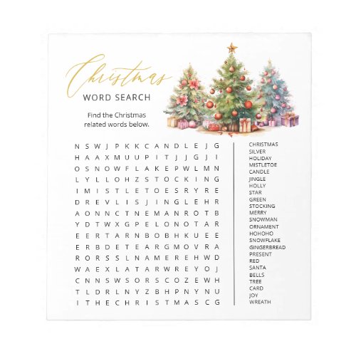 Budget Christmas Word Search Tear Away Party Game Notepad