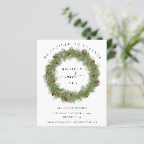 Budget Christmas Wreath Cone Wedding Save the Date