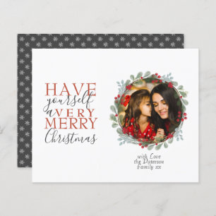 Budget Christmas Wreath Foliage Holiday Card